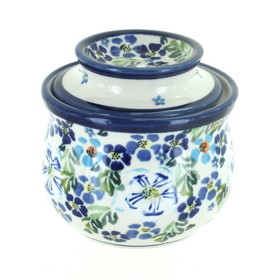 Blue Rose Polish Pottery Vintage Violet French Butter Dish