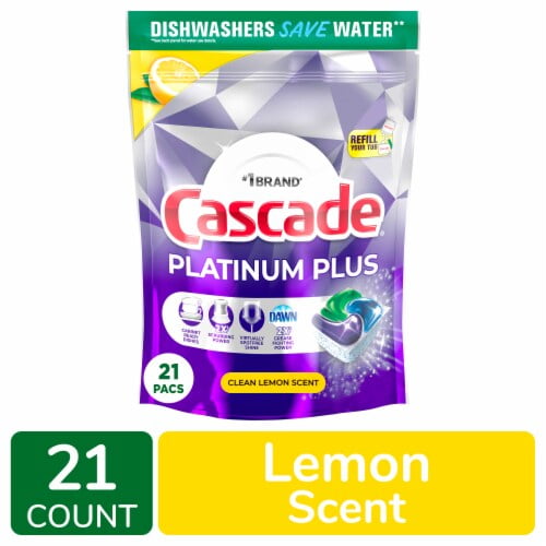 Cascade Platinum Plus ActionPacs Lemon Scent Dishwasher Detergent Pods 21 ct - Pack of 2