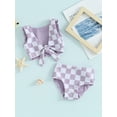 thumbnail image 2 of Bagilaanoe Toddler Baby Girls Swimsuits 2 Piece Bikinis Set Plaid Sleeveless Tops + Briefs 6M 12M 18M 24M 3T 4T Kids Swimwear Bathing Suit Beachwear, 2 of 8