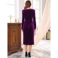 thumbnail image 4 of DARING DIVA Women's Formal Ruched Sequin Neck Cocktail Velvet Dress XL Purple, 4 of 6