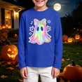 thumbnail image 2 of KPOPLK Halloween Shirts for Kids Boys Girls Ghost Tshirt Long Sleeve Funny Tee Tops Toddler Halloween Tshirt(9-10 Years,Dark Blue), 2 of 5