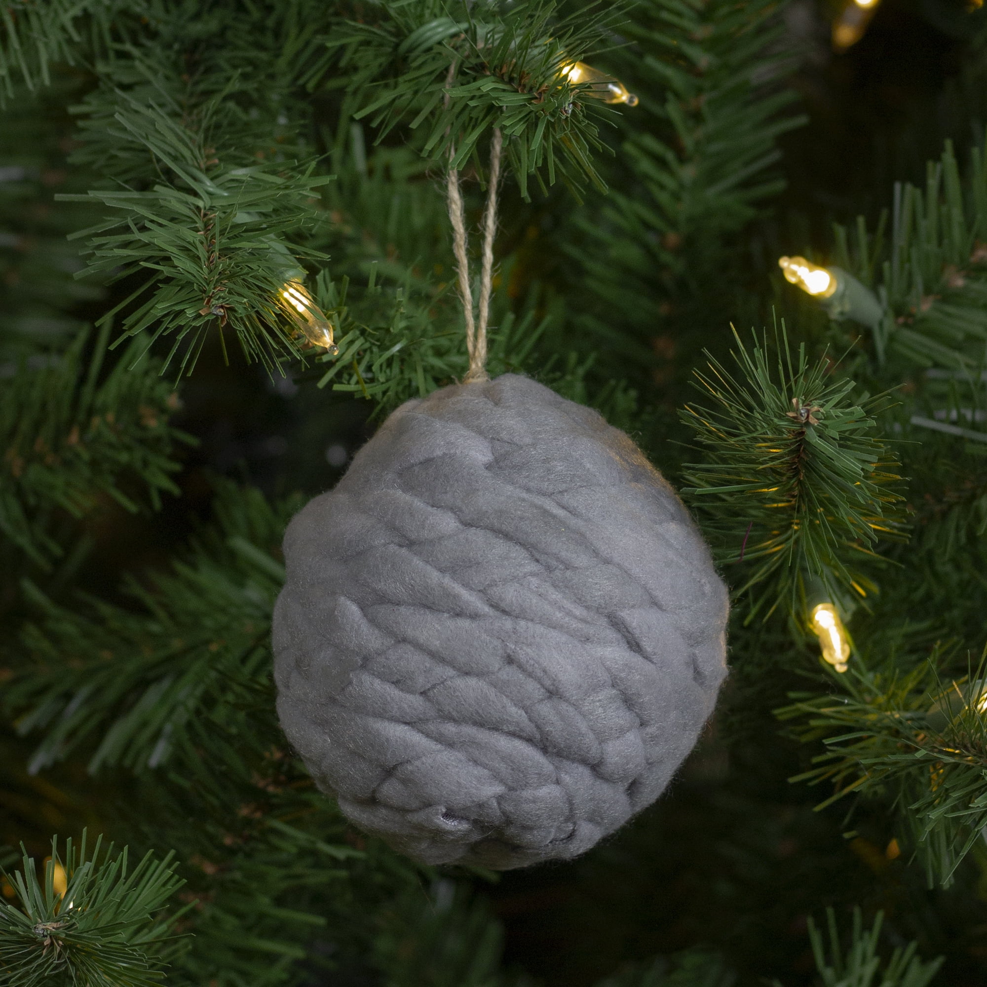 3.25" Gray Knit Cotton Shatterproof Christmas Ornament
