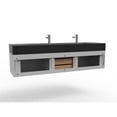 thumbnail image 4 of Nile 72" Gray Wood Floating Vanity with Black Top and Gold Trim, 4 of 10