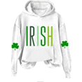thumbnail image 4 of New & Trending!FUNUONY St. Patrick's Day Womens Hoodies Women's Long Sleeved St. Day Printed American Flag Hooded Top White S, 4 of 4