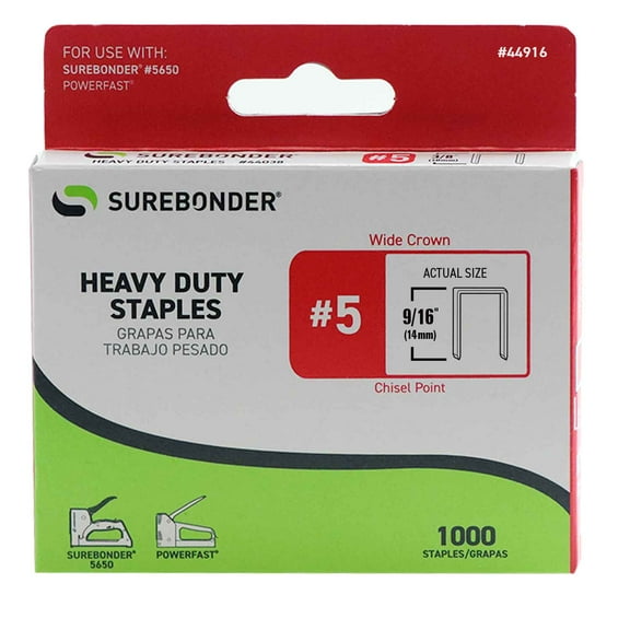 #5 Heavy Duty Wide Crown Staples - 9/16"  - 1000 ct.