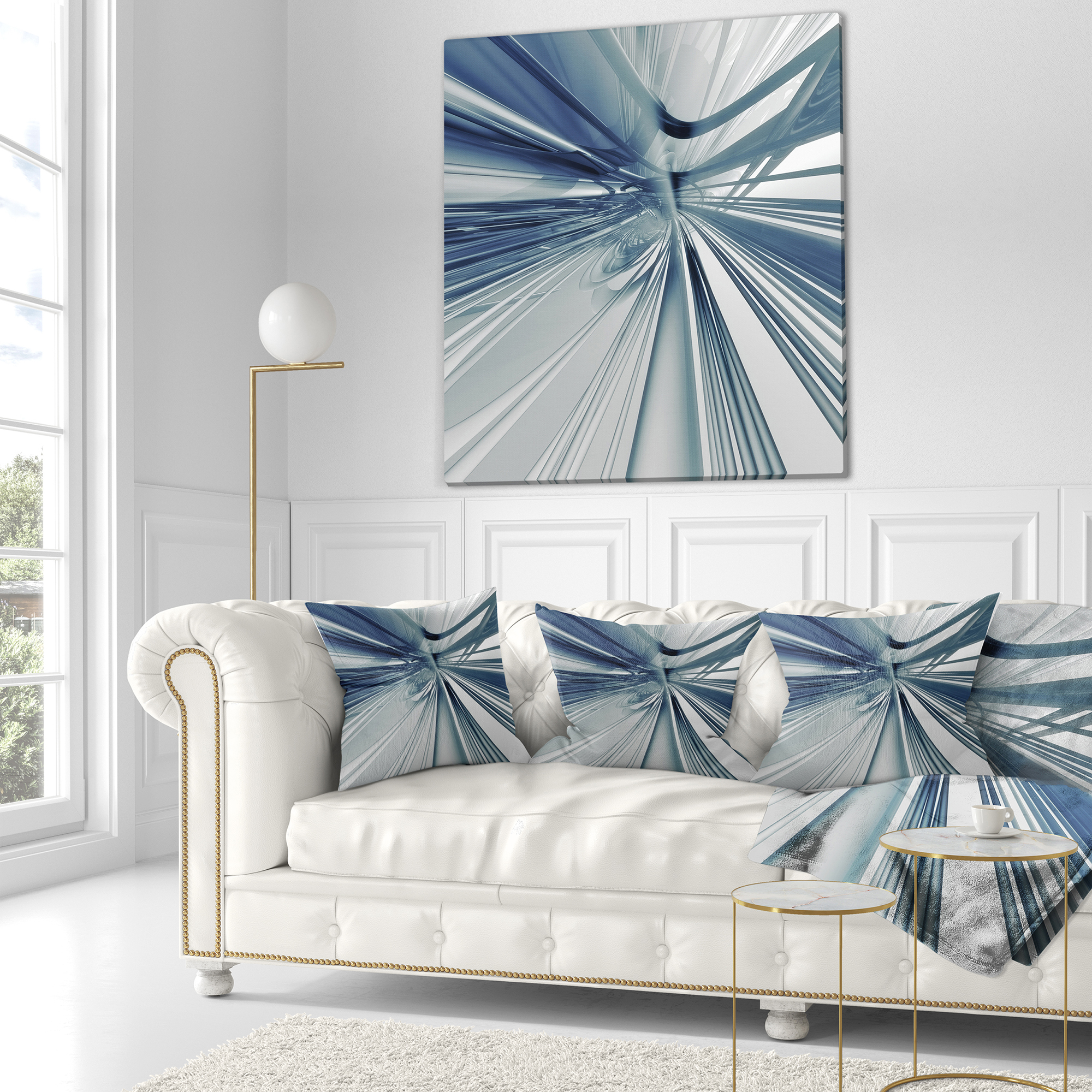 Designart Blue 3D Textured Art - Abstract Throw Pillow - 16x16