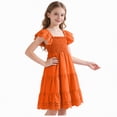 thumbnail image 5 of NOLDARES Girls Flutter Sleeve Floral Dresses, Kids Spring Summer Dress, Teen Hawaiian Maxi Long Dresses(Orange,4-5 Years), 5 of 7
