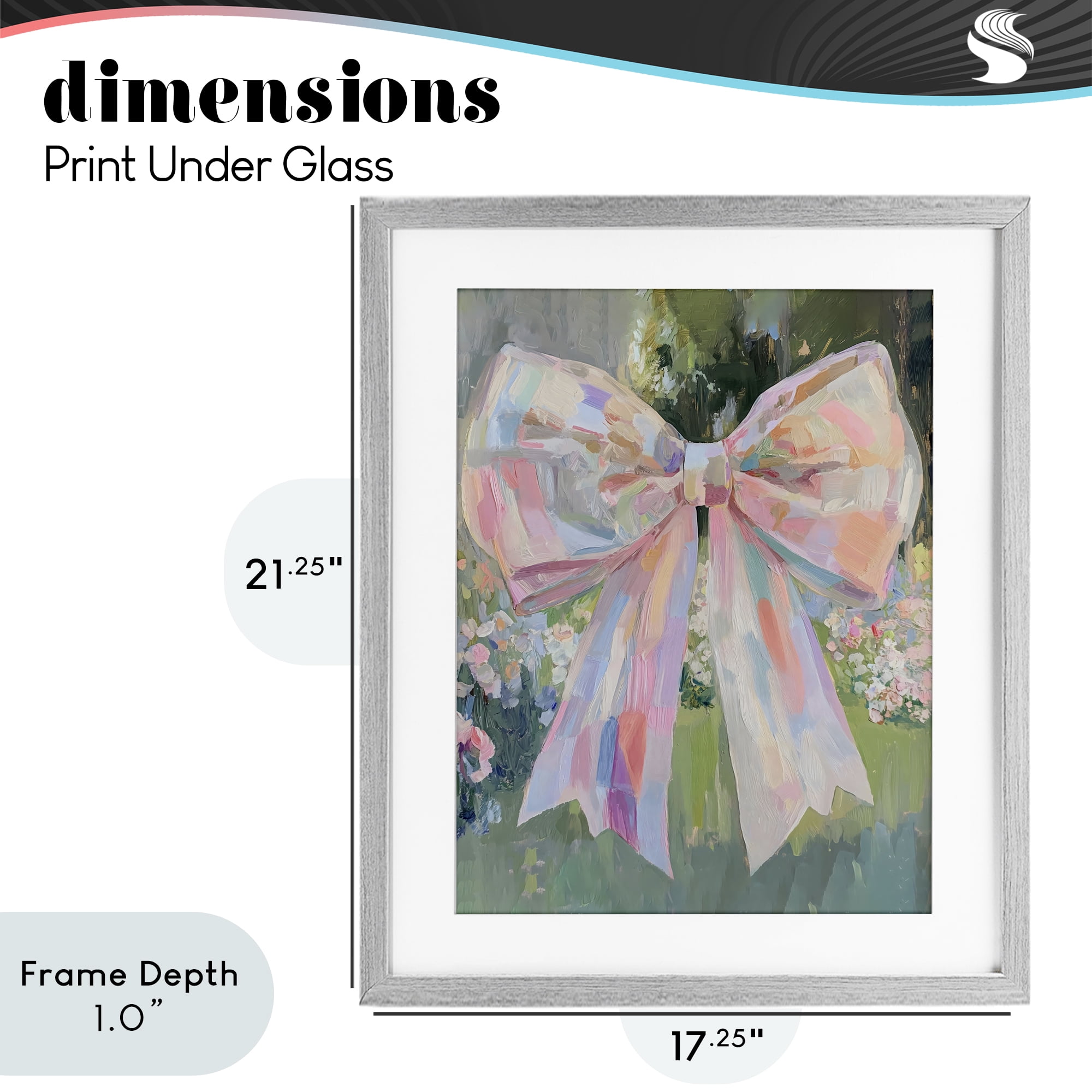 Stupell Industries Iridescent Pink Bow in Garden Gray Framed Print Under Glass, design by The Prints Vibe