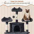 thumbnail image 4 of YEXJ Large Cat Tree Tower for Large Cats, 76.5in Multi-Level Cat Tower with 3 Condos & Perches, 9 Scratching Posts and 2 Baskets, Cat Climbing Tree for Indoor Cats, Black, 4 of 9