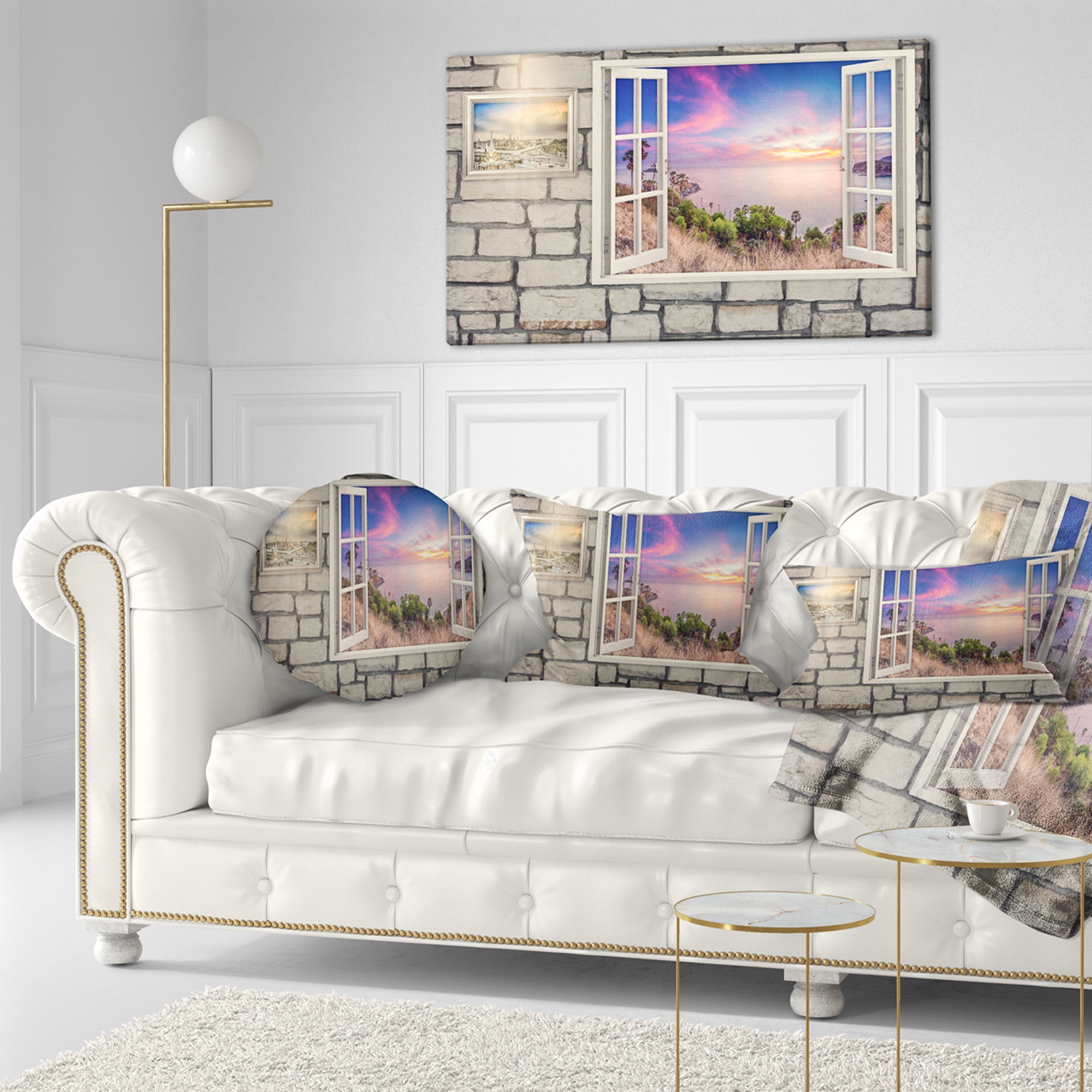 Designart 12" x 20" Multi-color Landscape Polyester Throw Pillow