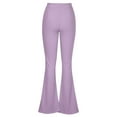thumbnail image 5 of Women's Split Front High Waist Stretchy Elegant Flare Long Pants Solid Skinny Fashion Lounge Pants Trousers, 5 of 7