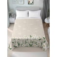 thumbnail image 2 of Queen Size Flat Sheet Only, Spring Floral Soft Brushed Microfiber Bed Sheets, White Daisy Farmhouse Linen Texture Hotel Quality Breathable Bedding Top Sheet, Easy Care, 90"x102", 2 of 9