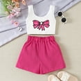 thumbnail image 5 of CUZIBR Child Summer Girls Outfit Sets 2 Piece O-Neck Cute Sleeveless Tops And Shorts Casual Playwear Breathable Toddler Kids Clothing Sets,Hot Pink,7-8 Years, 5 of 5