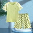 thumbnail image 2 of Nwiuh Toddler Baby Girl Summer Clothes Ruffle Ribbed Knit Short Sleeves T-Shirt Tee Tops + Shorts Cute Outfits Set (Green, 9-10 Years), 2 of 7