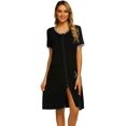 thumbnail image 1 of Women Zipper Front House Coat Short Sleeves Robe Zip up Bathrobes Short Nightgown with Pockets, 1 of 7
