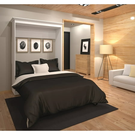 Versatile By Bestar 64 Full Wall Bed, Bestar Lumina Queen Wall Bed With Desk In White Chocolate Dark