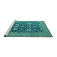 thumbnail image 2 of Ahgly Company Machine Washable Indoor Square Oriental Turquoise Blue Traditional Area Rugs, 4' Square, 2 of 4