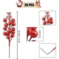 thumbnail image 2 of 20pc Artificial Berry Stems,7.5 Inches Christmas Glitter Berries Stems,artificial Christmas Picks F, 2 of 5