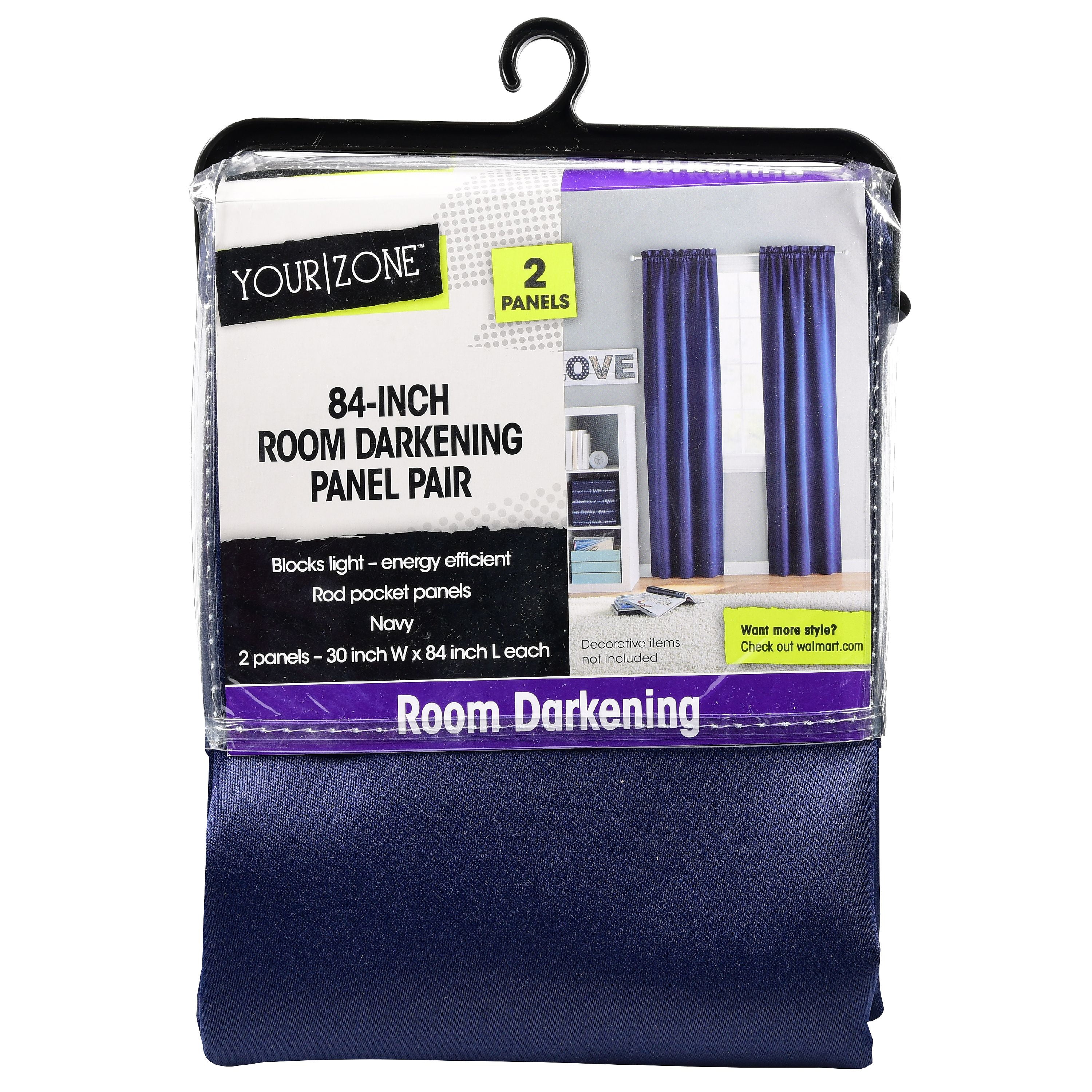 your zone solid color room darkening rod pocket panel pair set of 2 blue 30 x 84 walmart com difference between blackout and