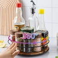 thumbnail image 6 of 3/2/1pcs Acacia Wood Lazy Susan Turntable Organizer Round Wooden Kitchen Countertop Rotating Spice Rack With Steel Sides 9/7/6 Inch Storage For Dining Table Cabinet Cupboard Pantry Refrigerator, 6 of 7