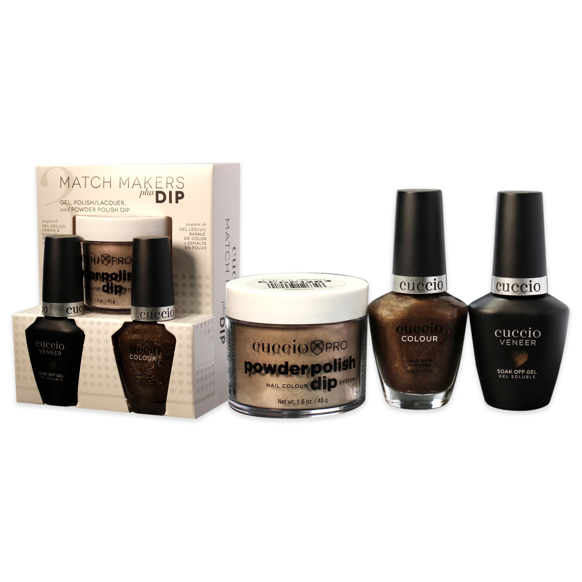 Cuccio Colour Match Makers Plus Dip - Nature Nature , 3 Pc 1.6oz Pro Powder Polish Dip System, 0.44oz Veneer Soak Off Gel, 0.43oz Colour Nail Polish