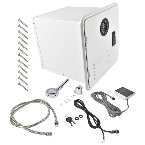 GELUOXI RV Tankless Water Heater 42000 BTU Propane Gas Instant Hot Water 15x15 in White Door w/Controller