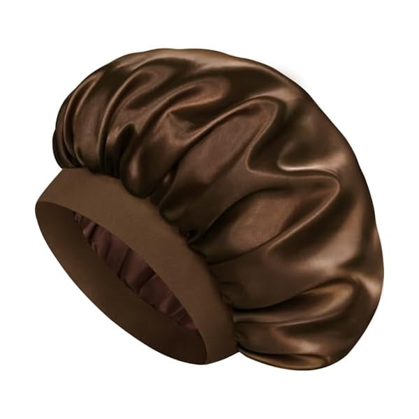 wonima11 Satin Silk Bonnet for Sleeping, Double Layer Silk Sleep Cap for Men & Women, Soft Satin Lined Bonnet for Curly Hair