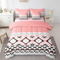 Manfei Tribal Aztec Bedding Comforter Set 7 Pieces for Kids Children Teens,Bohemian Theme Full Bedding Set Lightweight,Polka Dots Fitted Sheet Flat Sheet,Super Cozy Room Decor,Reversible