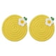 thumbnail image 1 of 2Pcs Manteles Individuales Redondos Trenzados, 4.7" Manteles Tejidos para Mesa de Cocina con Flores para Decoración de Granja (Amarillo), 1 of 7