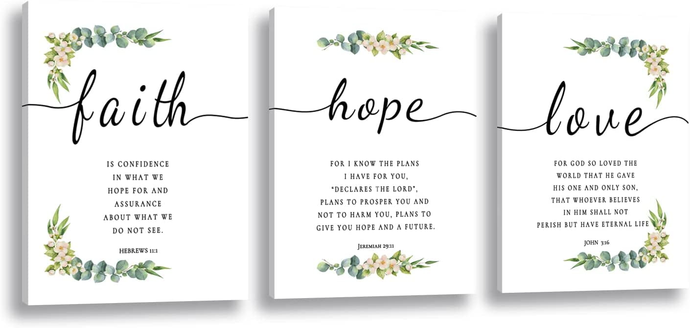 3 Pieces Faith Hope Love Bible Verses Wall Art Canvas Prints Serenity