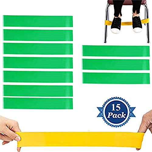 15-Pack,Green Chair Bands Stretch Foot Band,Tension Band,Fidget Bands Bouncy Kick Fidgets for Elementary Middle High School Students and Adults for Classroom Chairs and Desk Fidget Feet Band