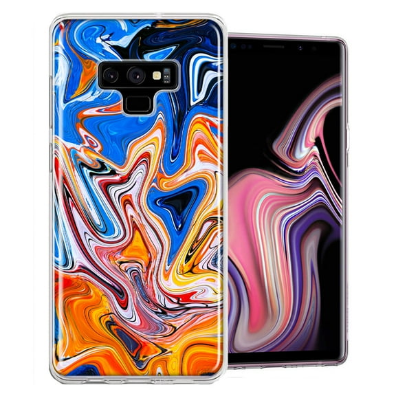 MUNDAZE For Samsung Galaxy Note 9 Blue Orange Abstract Design Double Layer Phone Case Cover