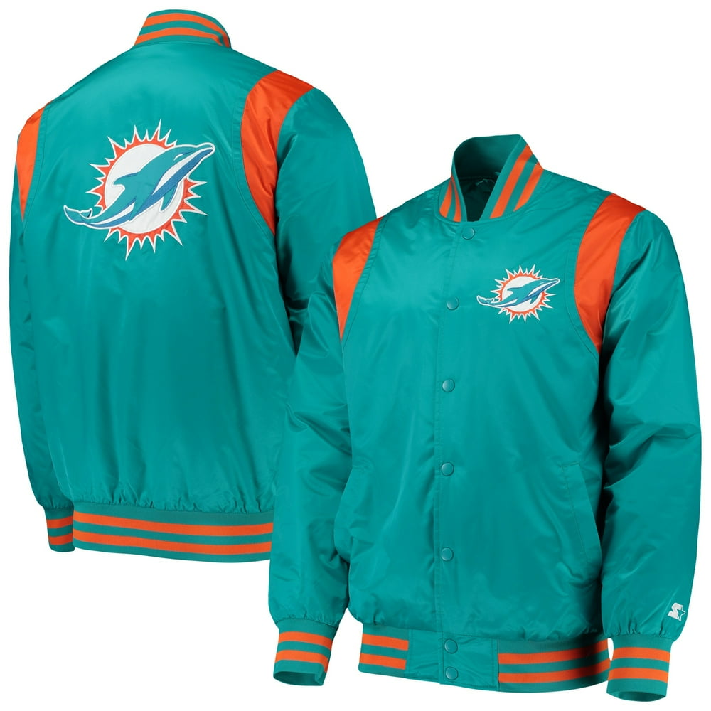 Miami Dolphins Starter Prime Time Twill Satin Varsity Full-Snap Jacket ...