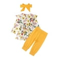 thumbnail image 2 of Kiijoy Toddler Girls Outfits Casual Floral Long Sleeve Top Pants Headband 3Pcs Set, Sizes 3-4T, 2 of 5