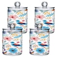 thumbnail image 7 of Ryvnso 2 Pack Qtip Holder Organizer Floral Birds Leaves Bathroom Cotton Swabs Cans Storage Canister, 7 of 7