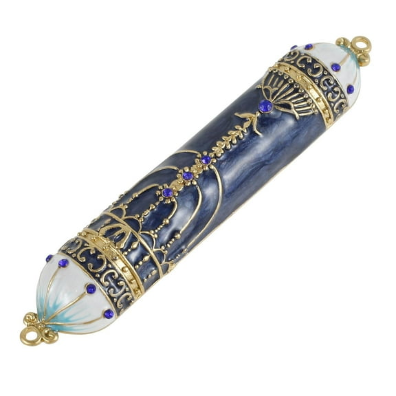 BallsFHK Hand Painted Mezuzah With Scroll For Door,Exquisite Enamel Mezuzah With Crystal,