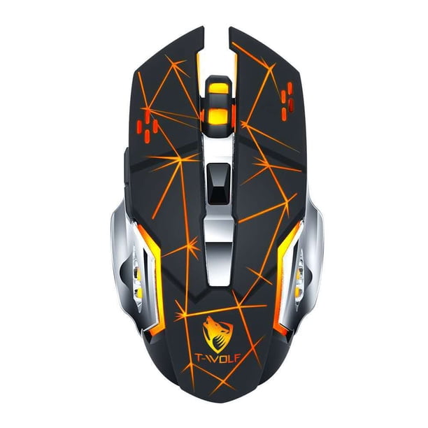 Ratón inalámbrico Thunder Wolf Q13 con carga silenciosa para juegos y negocios