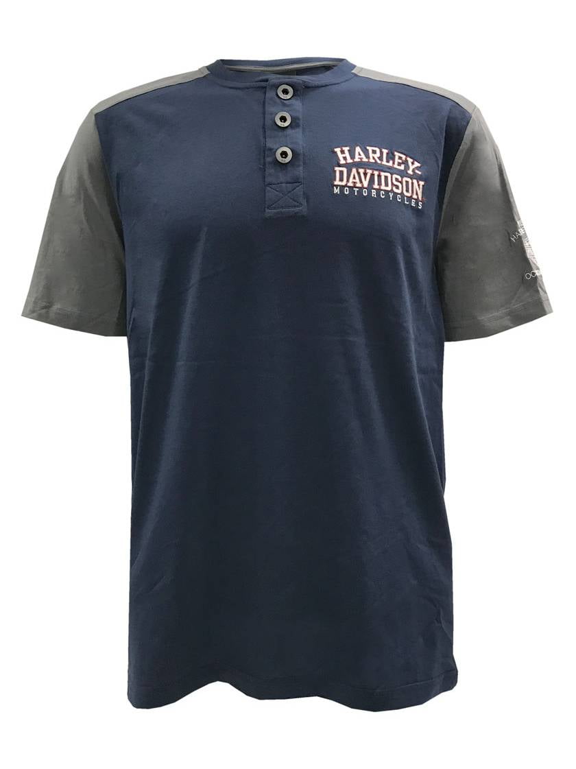 HarleyDavidson Men's Fire & Ice Contrast Premium SS Henley Shirt H009HB88, Harley Davidson