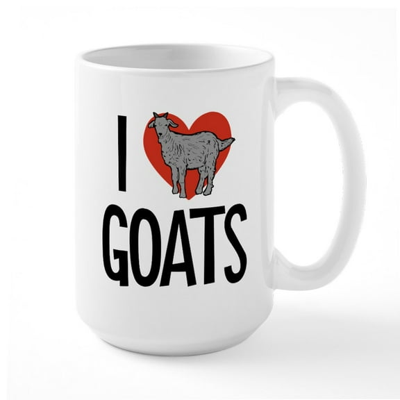 CafePress - I Love Goats - 15 oz Ceramic Large White Novelty Mug
