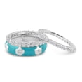thumbnail image 4 of Sterling Silver 925 Blue Enamel Flower Stackable Wedding Ring Set White Cubic Zirconia Female Size 5, 4 of 4
