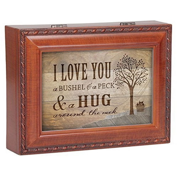 Cottage Garden I Love You A Bushel & a Peck Wood Finish Jewelry Music Box Plays Tune You Are My Sunshine