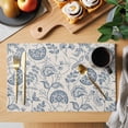 thumbnail image 2 of Placemat Set of 4 Pastoral Flower Blue Placemats for Dining Table Farmhouse Floral Washable Table Mats for Kitchen and Party Decor Indoor & Outdoor Use, 2 of 8