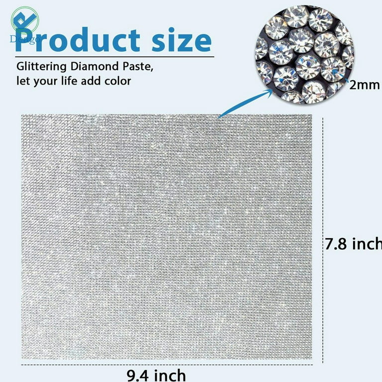  Glitter Rhinestone Sheets Self Adhesive, Bling Rhinestone  Stickers for DIY, Crystal Sheet for Car Cellphone Decoration, 9.4 x 7.9  Inch (Champagne)