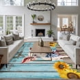thumbnail image 4 of Cute Pig 5'x7' Area Rug, Yellow Sunflowers Blue Wooden Vintage Art Washable Non-Slip Soft Rugs, Low-Pile Large Carpet for Living Room Bedroom Dining Room, Non-Shedding Accent Rug, 4 of 9