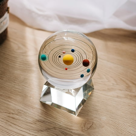 

XWQ 3D Crystal Ball with Solar System with LED Lighting Base Kids Birthday Gift