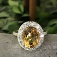 thumbnail image 4 of Pompeii 4 1/2 cttw Oval Citrine Diamond Halo Vintage Ring Engagement 14k Yellow Gold, 4 of 4