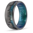 thumbnail image 1 of Enso Rings Anillos de silicona clásicos grabados - Diseño cómodo y flexible - 8 mm de ancho 2,16 de grosor - Woodland - Platino/Bosque - Tamaño 6, 1 of 1