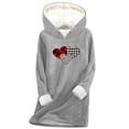 thumbnail image 3 of Yeaiivve Women's Cute Graphic Hoodie Sweatshirt Oversized Sherpa Lined Hoodies Winter Thermal Sweatshirts Loose Fit Hooded Pullover Tops Gray S, 3 of 4