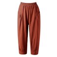 thumbnail image 5 of Pantalon Grand en Lin Uni à Taille Haute Élastique d'Été pour Femmes, 5 of 5