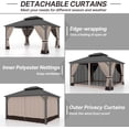 thumbnail image 7 of Gotland 12' x 14' Khaki Hardtop Gazebo with Curtains and Netting, Double Roof Iron Metal Pergola for Patio, Garden, Lawn, 7 of 7